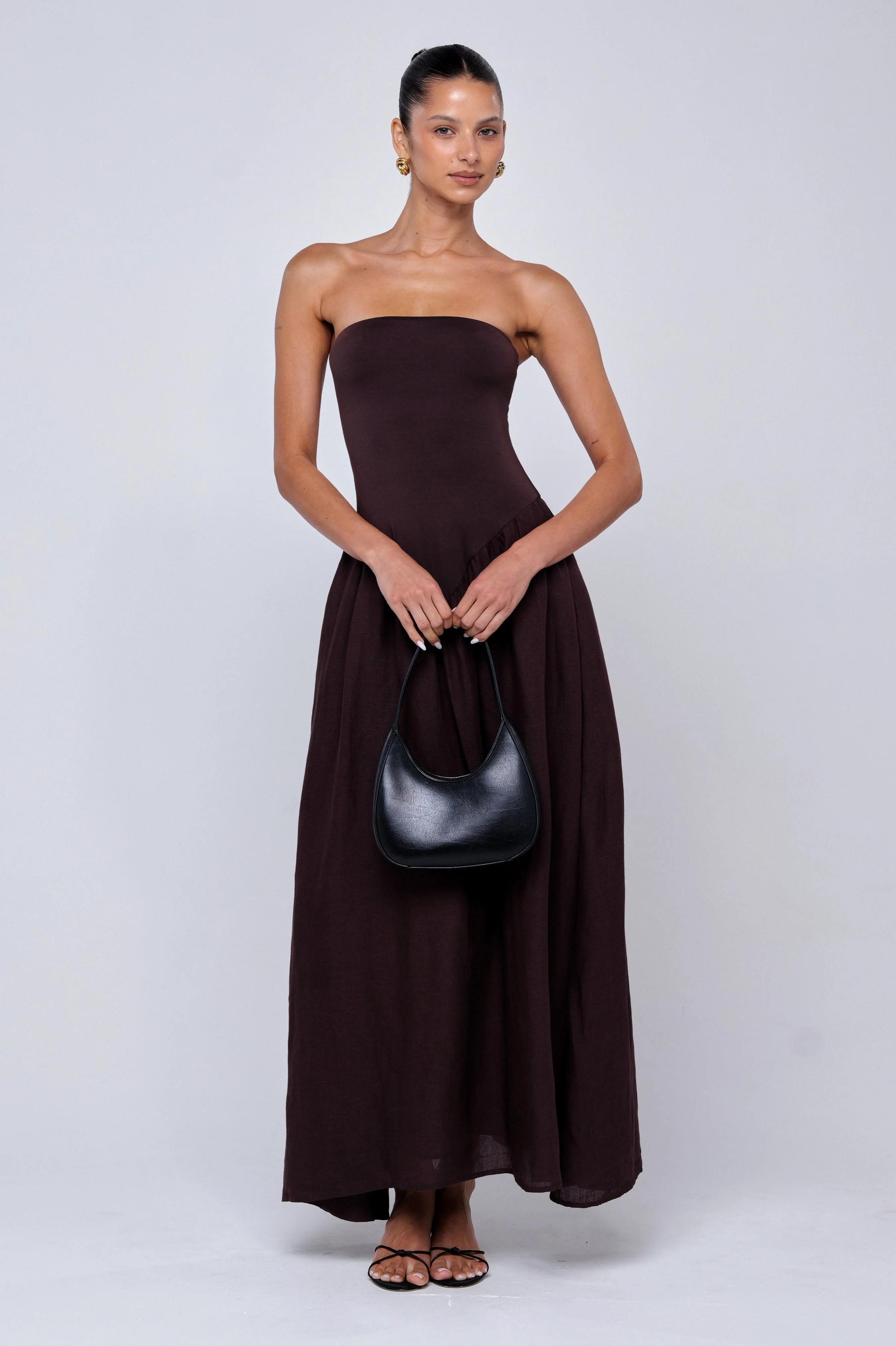 Mackenzie Dress in Brown Linen - Image 3